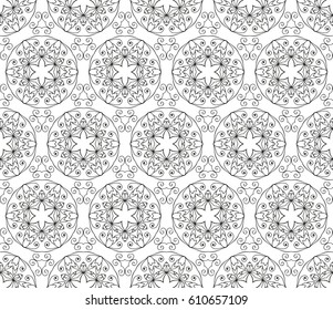 Abstract seamless geometric pattern. Vector illustration. Image repeating and alternating constituent elements. Decorative black and white ornament