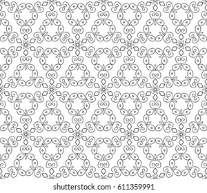 Abstract seamless geometric pattern. Vector illustration. Image repeating and alternating constituent elements. Decorative black and white ornament