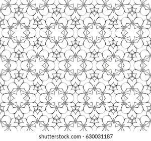 Abstract seamless geometric pattern. Vector illustration. Image repeating and alternating constituent elements. Decorative black and white ornament
