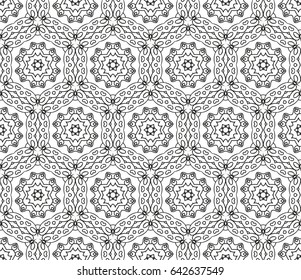 Abstract seamless geometric pattern. Vector illustration. Image repeating and alternating constituent elements. Decorative black and white ornament