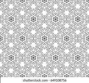 Abstract seamless geometric pattern. Vector illustration. Image repeating and alternating constituent elements. Decorative black and white ornament