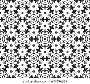 Abstract seamless geometric pattern. Vector illustration. Image repeating and alternating constituent elements. Decorative black and white ornament