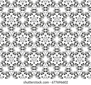 Abstract seamless geometric pattern. Vector illustration. Image repeating and alternating constituent elements. Decorative black and white ornament