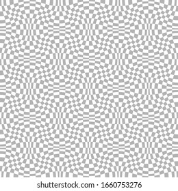 Abstract seamless geometric pattern with weave ornament. Simple black and white linear wavy striped texture. Look like distorted net. Vector