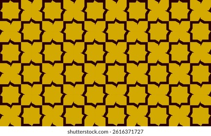 Abstract Seamless geometric pattern with yellow stars checkerboard with black border background. repeat star pattern design for fabric printing, star patter