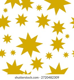 Abstractas patrón geométrico sin fisuras con estrellas amarillas de fondo blanco. Flor y estrella, diseño repetido del patrón de la estrella para el patrón repetido de la impresión de la tela, tablero de ajedrez, tablero de ajedrez