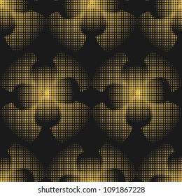 Abstract seamless geometric pattern.Golden dots on a black background.Vector illustration.