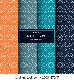 Resumen de patrones geométricos sin fisuras establecidos en cuatro colores, se puede usar para hacer fondo