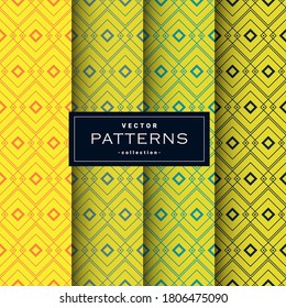 Abstract seamless geometric patterns set in yellow colors, can be use to make background