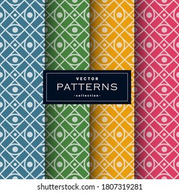 Abstract seamless geometric patterns set in four colors. background. wallpaper