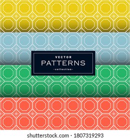Abstract seamless geometric patterns set in four colors. background. wallpaper