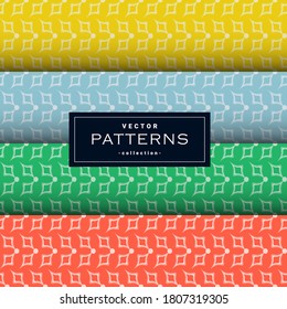Abstract seamless geometric patterns set in four colors. background. wallpaper