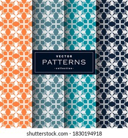 Abstract seamless geometric patterns set in four colors, can be use to make creative background
