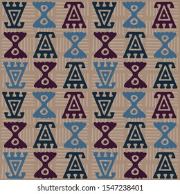 abstract seamless geometric repeat pattern with several motifs