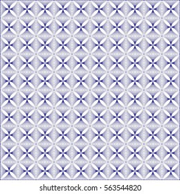 Abstract seamless geometric repeating blue and white vector pattern beckground illusion design