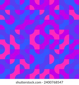 Abstract seamless geometric retro designed vector pattern in neon colors