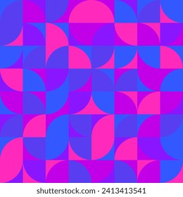 Abstract seamless geometric retro designed vector pattern in neon colors