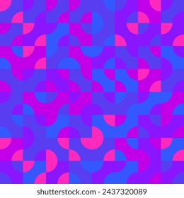 Abstract seamless geometric retro designed vector pattern in neon colors