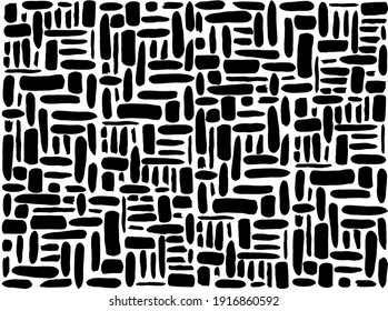 Abstract seamless geometric shapes pattern. Black and white ethnic vector background for fabric and packaging.