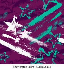 Abstract seamless geometric stars pattern for girl, boy, sport textile clothes, wrapping paper. Repeated backdrop.