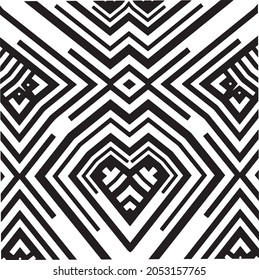  Resumen Las líneas elegantes y geométricas sin soldadura estilizan el patrón de rayas negras y blancas.Efecto zigzag de ilusión óptica. Baldosa geométrica en op art. Diseño futurista y vibrante, fondo vectorial ilusivo.
