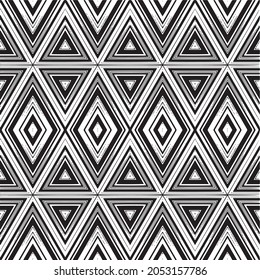  Abstrakte Nahtlose geometrische Linien Muster schwarz-weiß Streifen.Optische Illusion Zickzag-Effekt. Geometrische Kachel in Op Art. Futuristisches und lebendiges Design, Illusiver Vektorhintergrund.