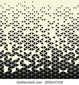 Abstract seamless geometric triangle pattern. Mosaic background of black triangles. Evenly spaced shapes of different sizes. Vector illustration on beige background