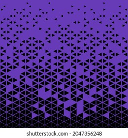 Abstract seamless geometric triangle pattern. Mosaic background of black triangles. Evenly spaced shapes of different sizes. Vector illustration on deep purple background