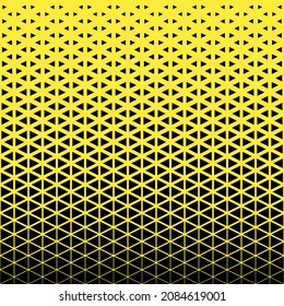 Abstract seamless geometric triangle pattern. Mosaic background of black  triangles. Evenly spaced shapes of different sizes. Vector illustration on yellow background