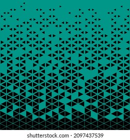 Abstract seamless geometric triangle pattern. Mosaic background of black triangles. Evenly spaced shapes of different sizes. Vector illustration on teal background