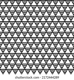 Abstract Seamless Geometric Triangles and Diamonds Pattern. Black and White texture. Vector Art.