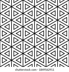 Resumen del patrón de triángulos y hexágonos geométricos sin fisuras. Arte vectorial.