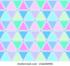 Abstract seamless geometric triangles and hexagons mosaic colorful pattern. Vector art.