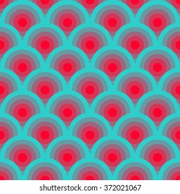 Abstract seamless geometric vector pattern with waves and circles. Cool trendy hipster stylish design. Neon waves background. Art poster