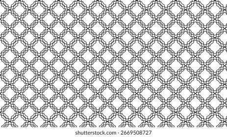 Abstract Seamless Geometric Vector White Pattern with Minimal Black Line Texture, Elegant Oriental Tile Design for Modern Luxury Wallpaper and Decorative Backgrounds