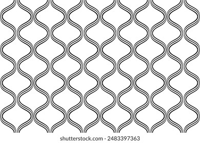 Abstract Seamless Geometric Wavy Lines Pattern. Vector Art.