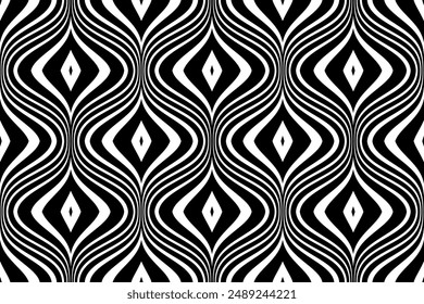 Abstract Seamless Geometric Wavy Lines Pattern. Vector Art.