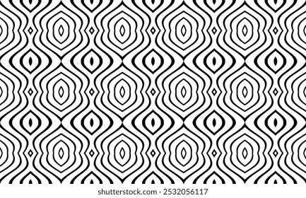 Abstract Seamless Geometric Wavy Lines Pattern. Vector Art.