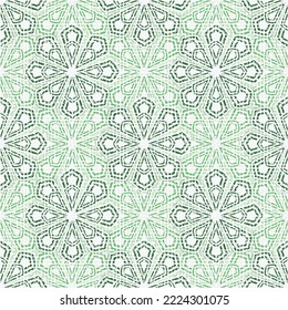 Resumen textura blanca geométrica sin fisuras patrón usado con diseño floral verde fondo copos de nieve, mosaico, mosaico, textil, color étnico adorno verde adorno diseño de textura patrón flor.