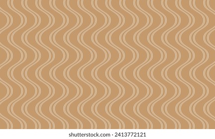 abstract seamless geometric white thin smooth wave line pattern on brown.