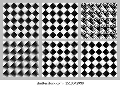 Abstract seamless geometrical diagonal square pattern background set - vector graphic