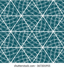 Abstract seamless geometrical hand-drawn pattern. Zentangl. Triangles. Doodle.