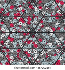 Abstract seamless geometrical hand-drawn pattern. Zentangl. Triangles. Doodle.