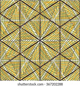 Abstract seamless geometrical hand-drawn pattern. Zentangl. Triangles. Doodle.