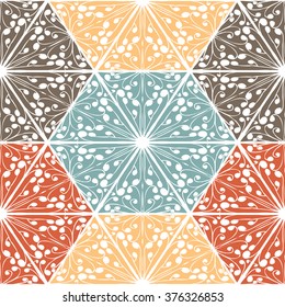 Abstract seamless geometrical hand-drawn pattern. Zentangl. Triangles. Doodle.