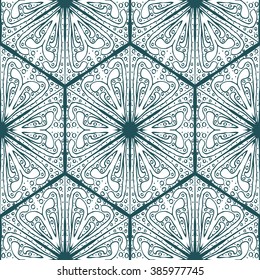 Abstract seamless geometrical hand-drawn pattern. Zentangle. Triangles. Doodle.