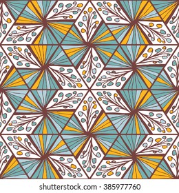 Abstract seamless geometrical hand-drawn pattern. Zentangle. Triangles. Doodle.