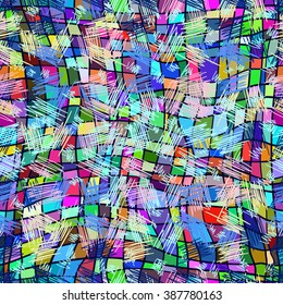 Abstract seamless geometrical pattern, cheerful, color cell, vector, hand drawn background.