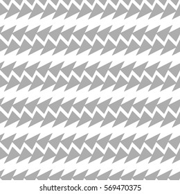 Abstract seamless geometrical pattern of gray figures on a white background. Lightning and zigzags.