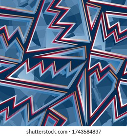Abstract seamless geometrical pattern. Grunge geometric repeats print for sport textile, fashion clothes, wrapping paper.